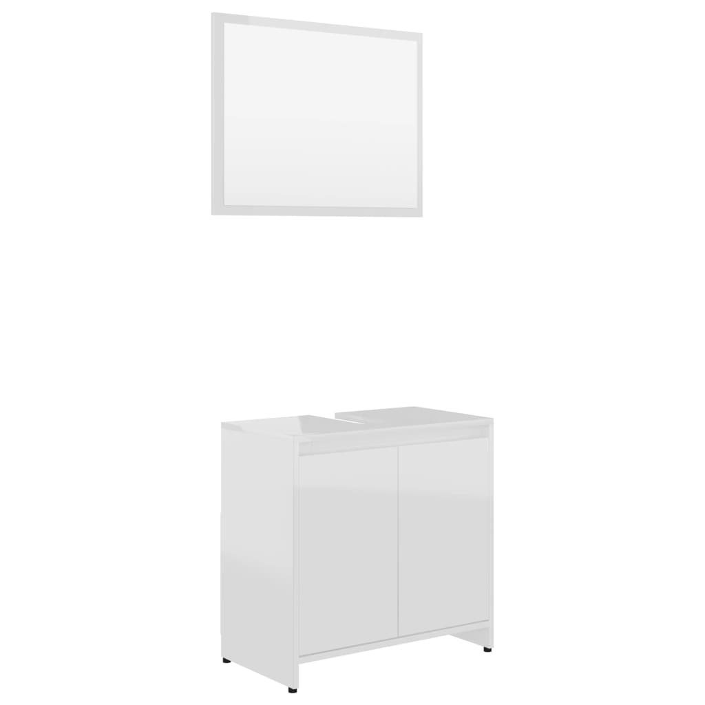 Set Mobili da Bagno 3 pz Bianco Lucido in Truciolato - homemem39