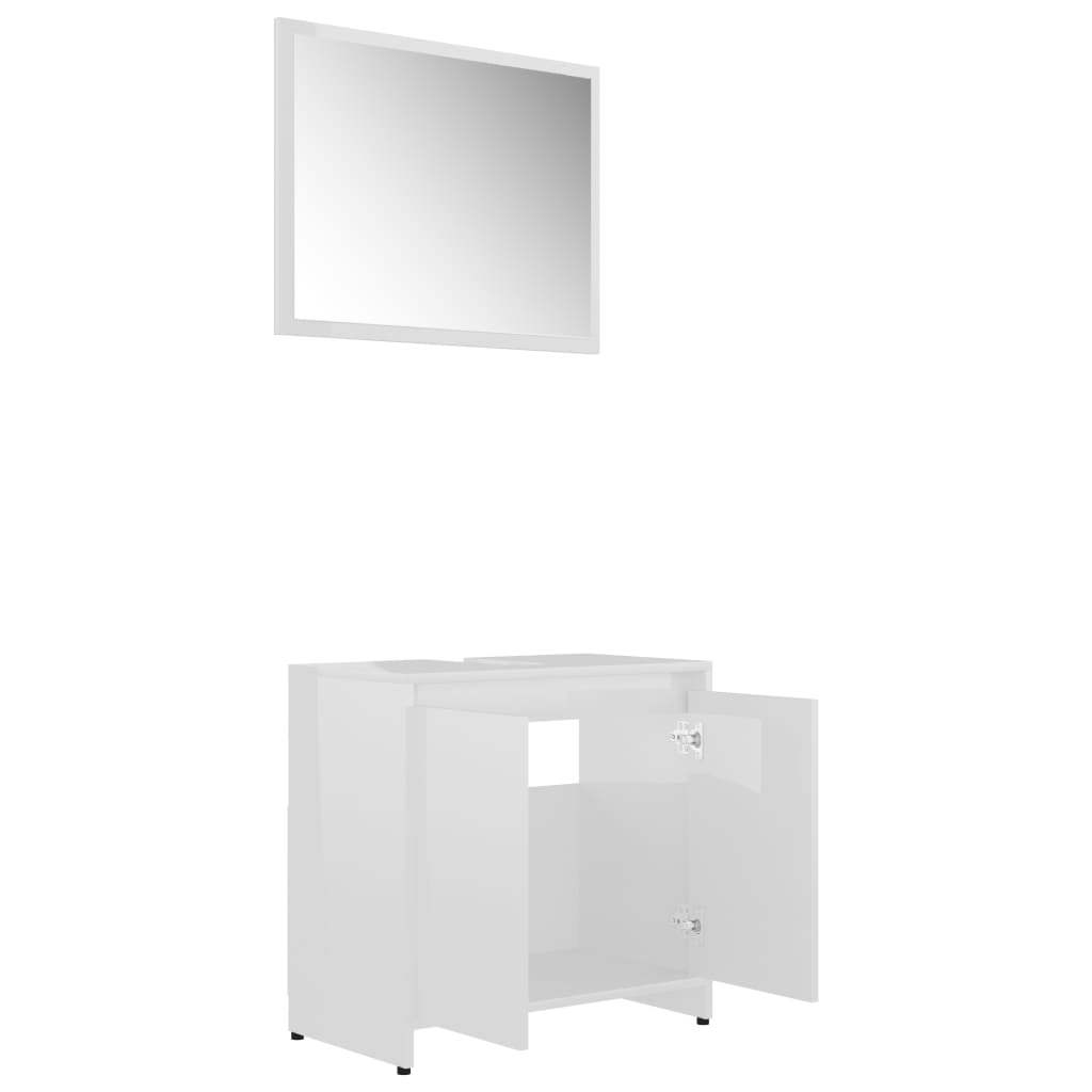 Set Mobili da Bagno 3 pz Bianco Lucido in Truciolato - homemem39