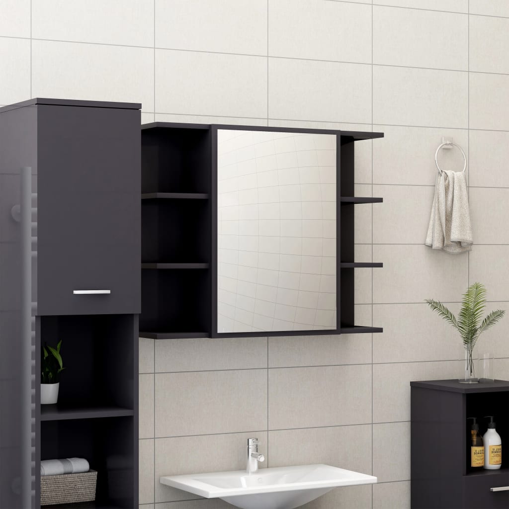 Set Mobili da Bagno 3 pz Grigio Lucido in Truciolato - homemem39