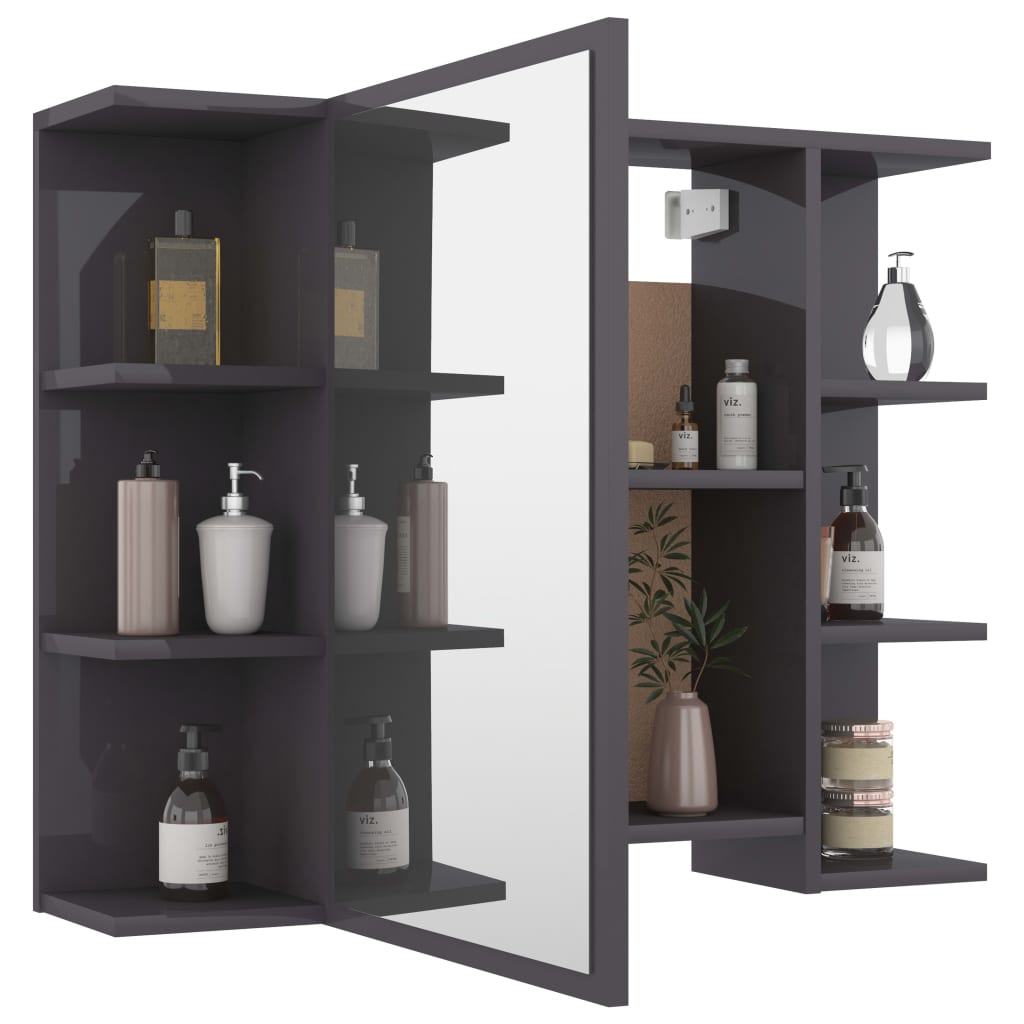 Set Mobili da Bagno 3 pz Grigio Lucido in Truciolato - homemem39