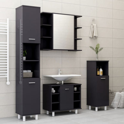 Set Mobili da Bagno 3 pz Grigio Lucido in Truciolato - homemem39