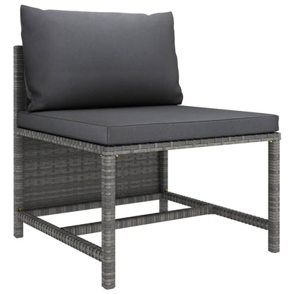 Divano Centrale Modulare con Cuscini in Polyrattan Grigio - homemem39