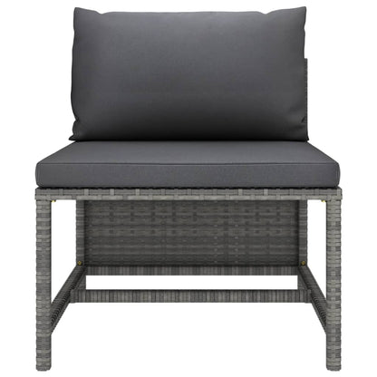 Divano Centrale Modulare con Cuscini in Polyrattan Grigio - homemem39