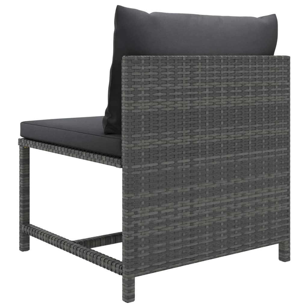 Divano Centrale Modulare con Cuscini in Polyrattan Grigio - homemem39