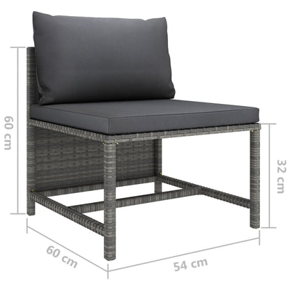 Divano Centrale Modulare con Cuscini in Polyrattan Grigio - homemem39