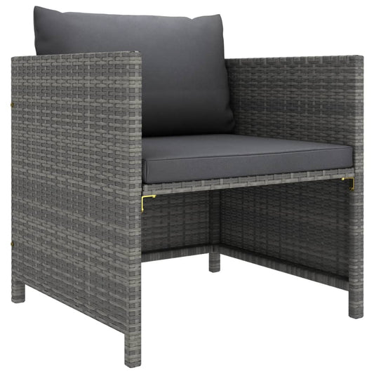 Divano da Giardino con Cuscini Grigio in Polyrattan - homemem39