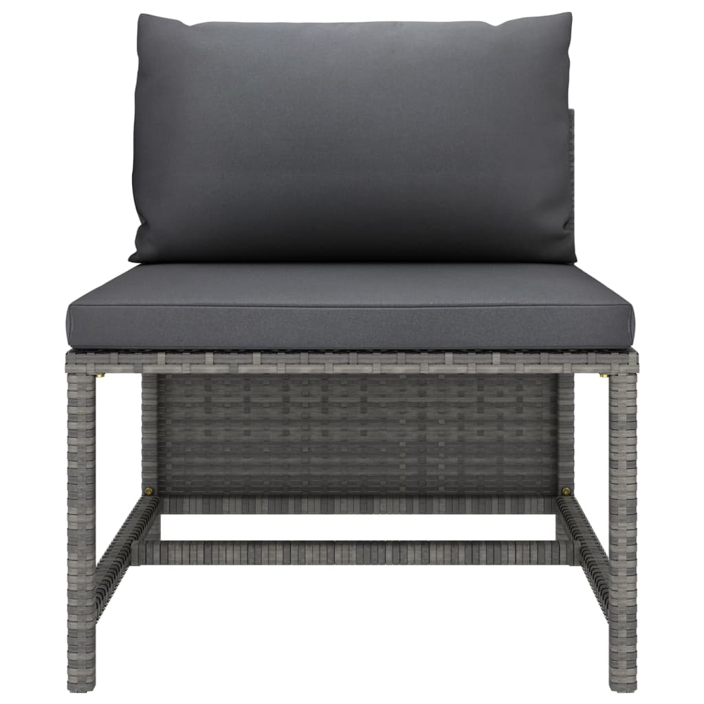 Set Divani da Giardino 3 pz con Cuscini Grigio in Polyrattan - homemem39