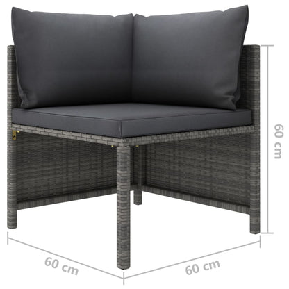 Divano da Giardino a 4 Posti con Cuscini Grigio in Polyrattan - homemem39