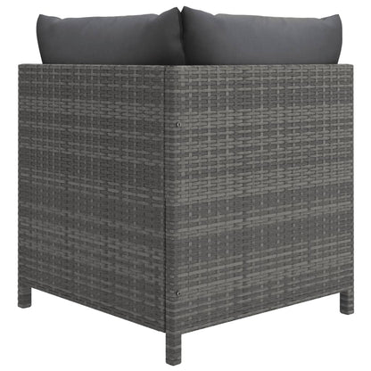 Set Divani da Giardino 5 pz con Cuscini in Polyrattan Grigio - homemem39