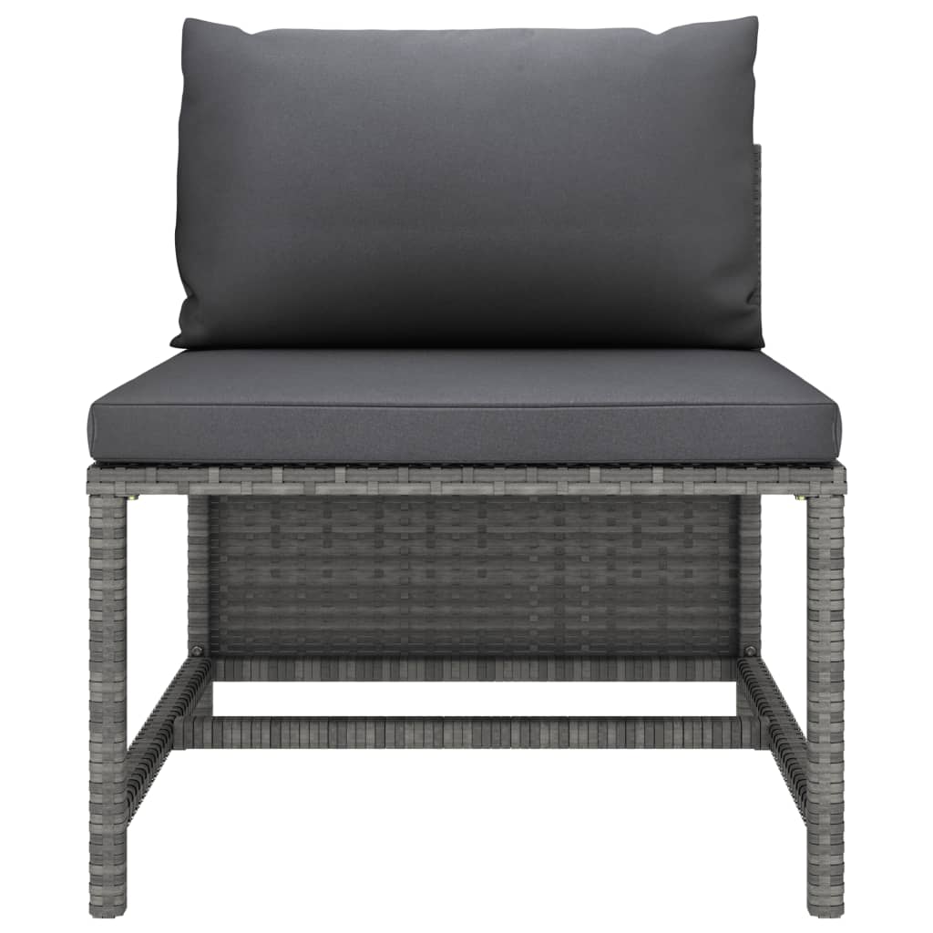 Set Divani da Giardino 5 pz con Cuscini in Polyrattan Grigio - homemem39