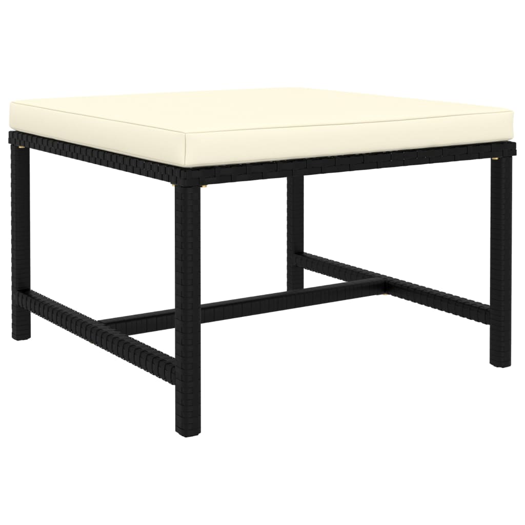 Poggiapiedi Modulare con Cuscino in Polyrattan Nero - homemem39