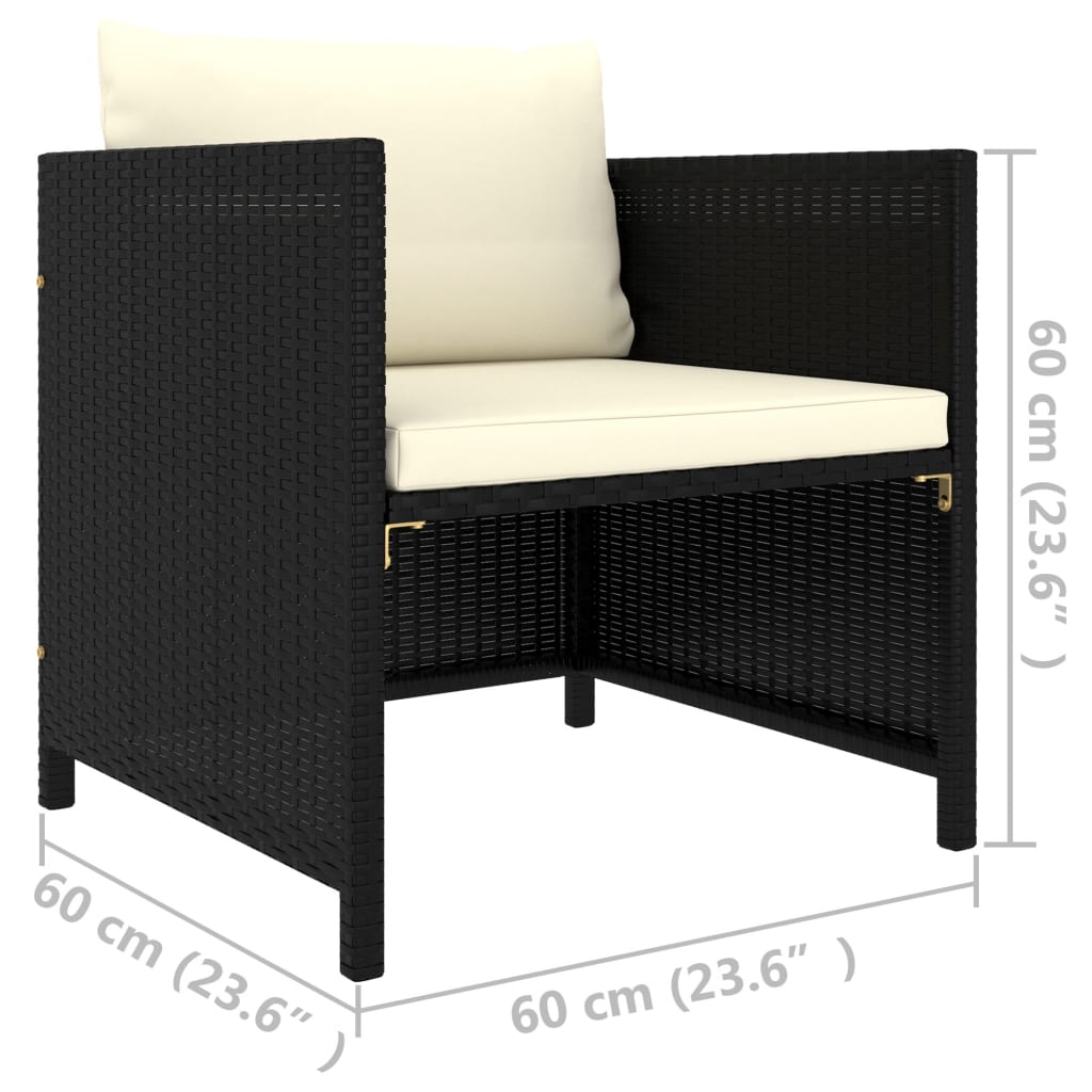 Poltrona da Giardino con Cuscini in Polyrattan Nero - homemem39