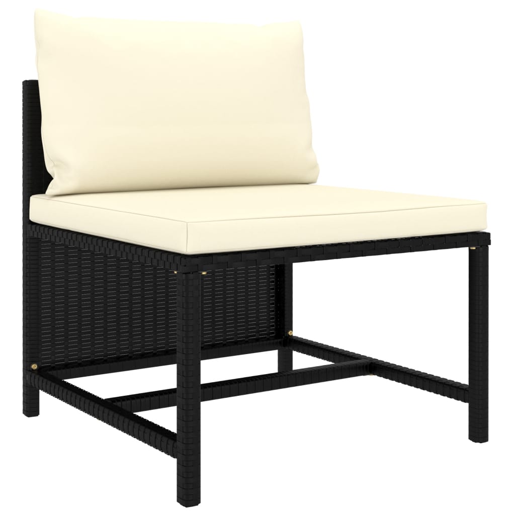 Set Divani da Giardino 4 pz con Cuscini in Polyrattan Nero - homemem39