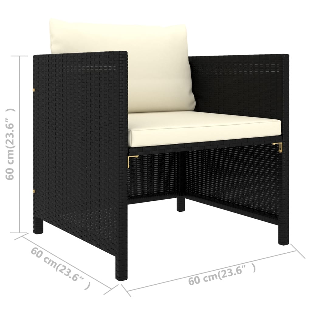 Set Divani da Giardino 4 pz con Cuscini in Polyrattan Nero - homemem39