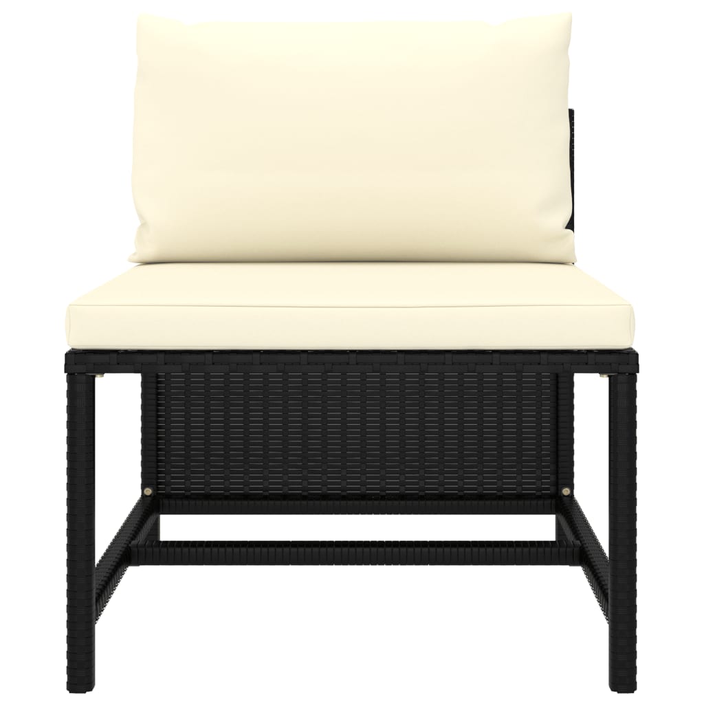 Set Divani da Giardino 3 pz con Cuscini in Polyrattan Nero - homemem39