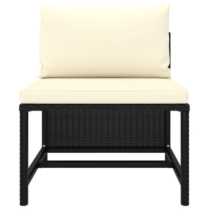 Set Divani da Giardino 3 pz con Cuscini in Polyrattan Nero - homemem39