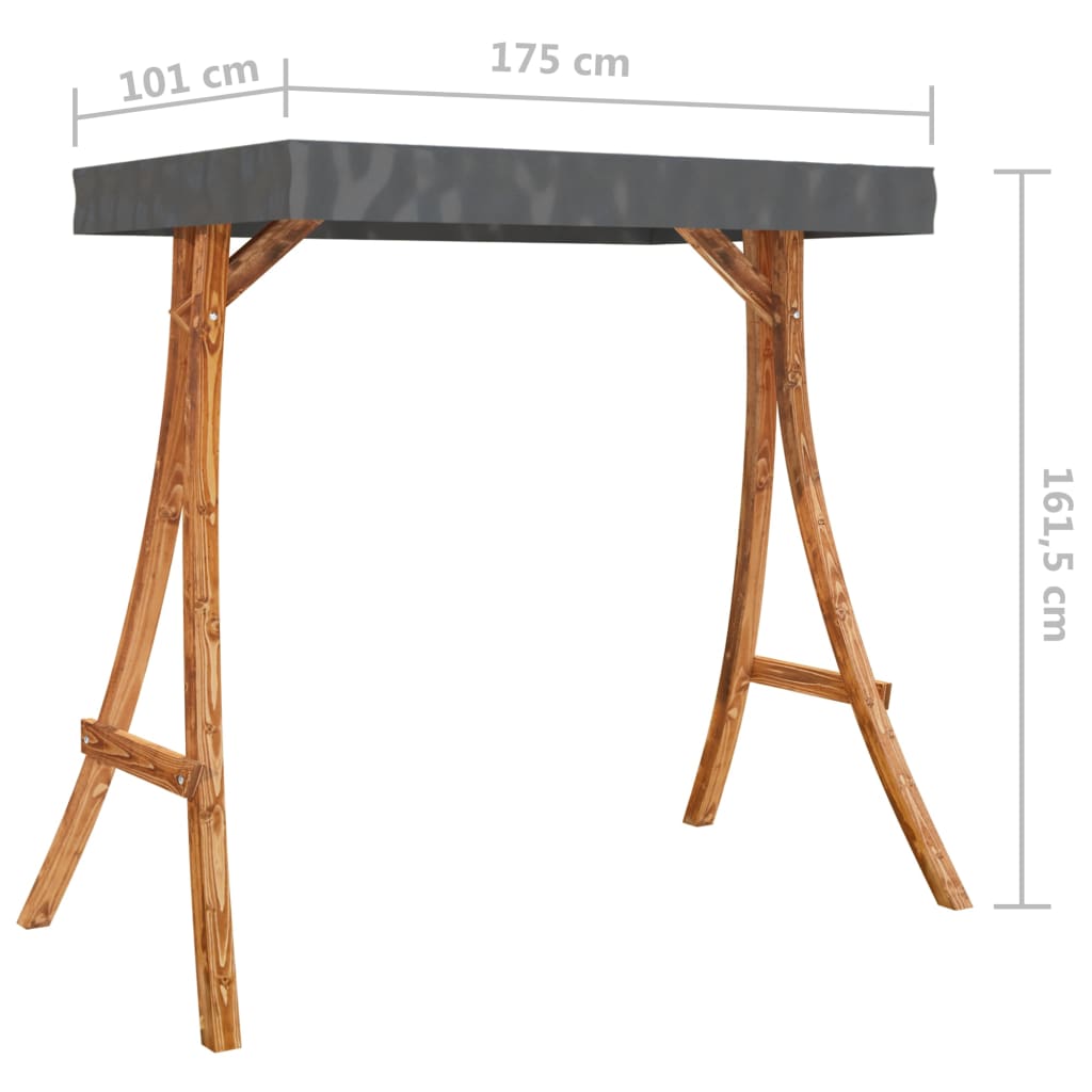 Altalena con Tetto Antracite Legno Ricurvo con Finitura Teak - homemem39