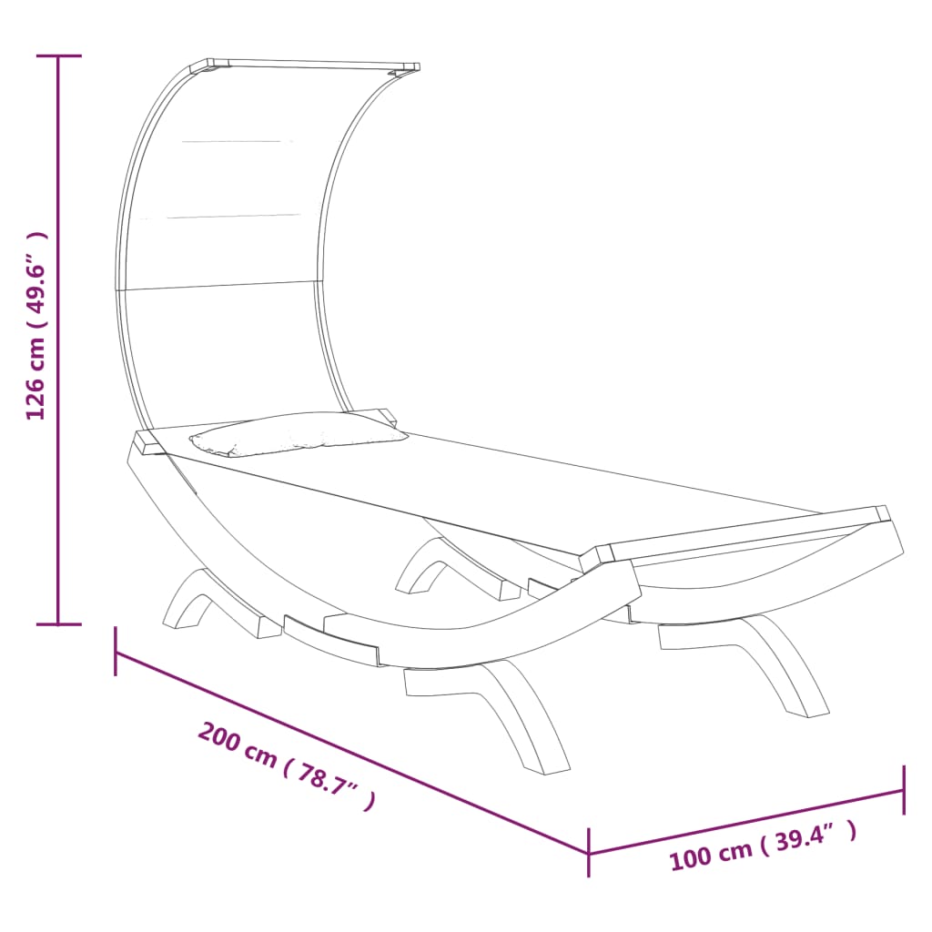 Lettino con Tettuccio 100x200x126 cm in Legno Curvato Antracite - homemem39