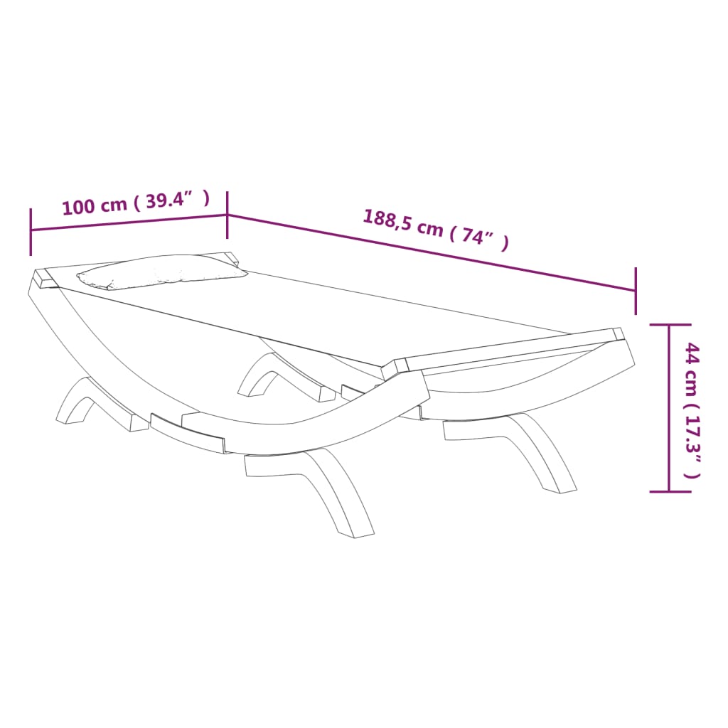 Lettino Prendisole 100x188,5x44 cm in Legno Curvato Antracite - homemem39