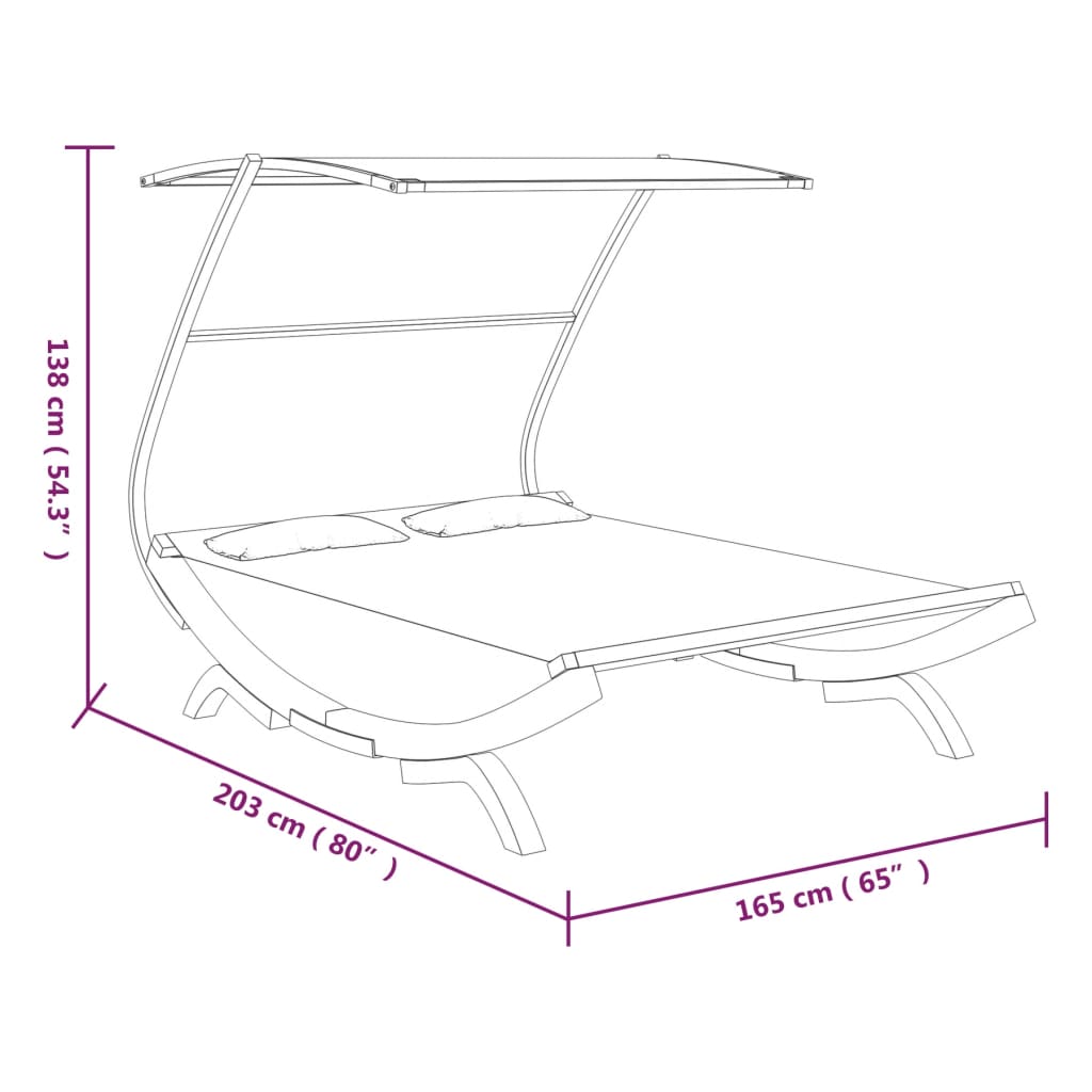 Lettino con Tettuccio 165x203x138 cm in Legno Curvato Antracite - homemem39