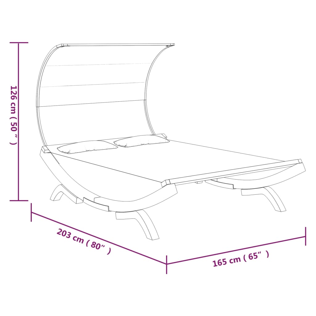 Lettino con Tettuccio 165x203x126 cm in Legno Curvato Antracite - homemem39