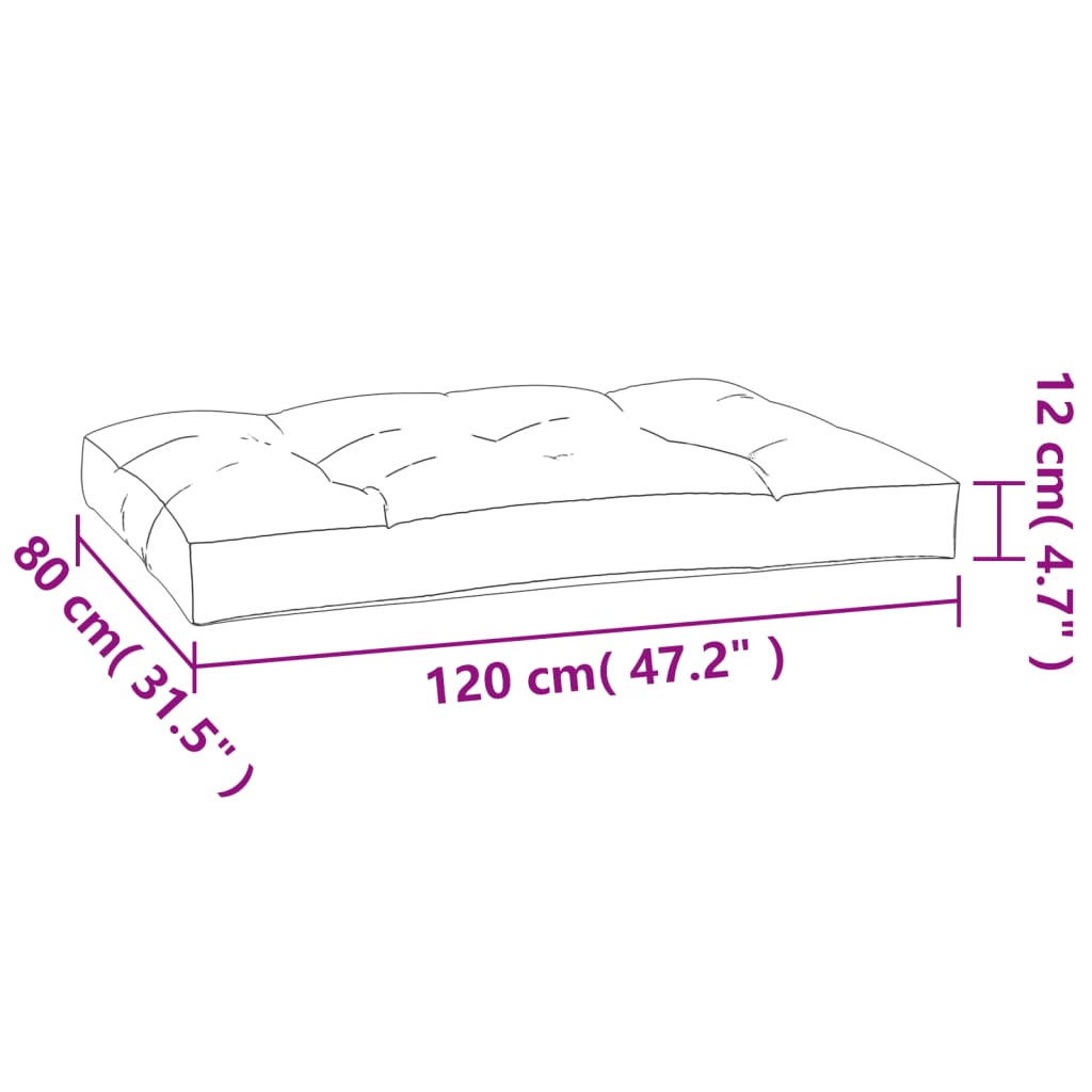 Cuscino per Pallet Antracite 120x80x12 cm in Tessuto - homemem39