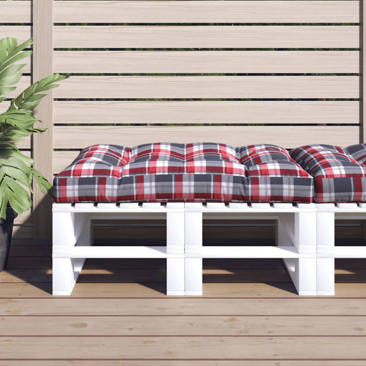 Cuscino per Pallet a Quadri Rossi 120x80x12 cm in Tessuto - homemem39