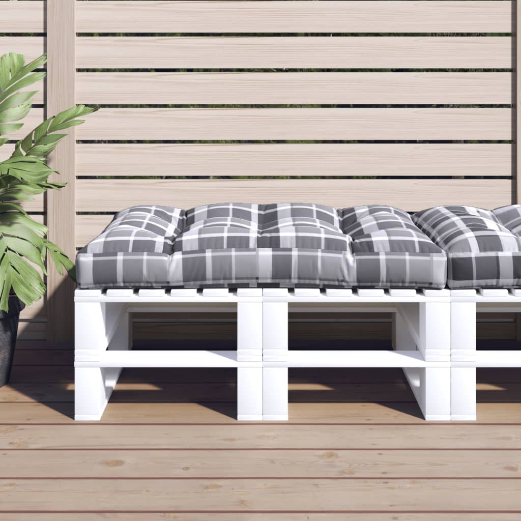 Cuscino per Pallet a Quadri Grigi 120x80x12 cm in Tessuto - homemem39