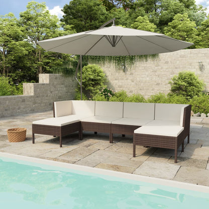 Set Divani da Giardino 6 pz con Cuscini in Polyrattan Marrone - homemem39