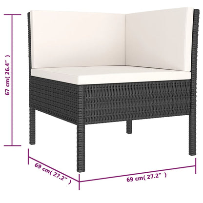 Set Divani da Giardino 6 pz con Cuscini in Polyrattan Nero - homemem39