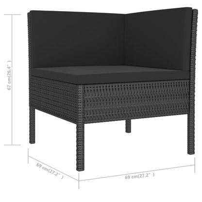 Set Divani da Giardino 6 pz con Cuscini in Polyrattan Nero - homemem39