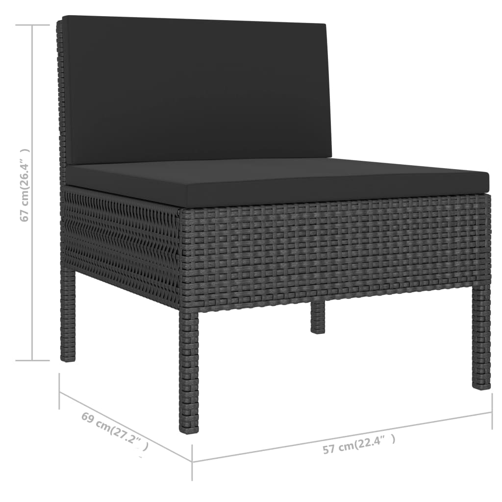 Set Divani da Giardino 6 pz con Cuscini in Polyrattan Nero - homemem39