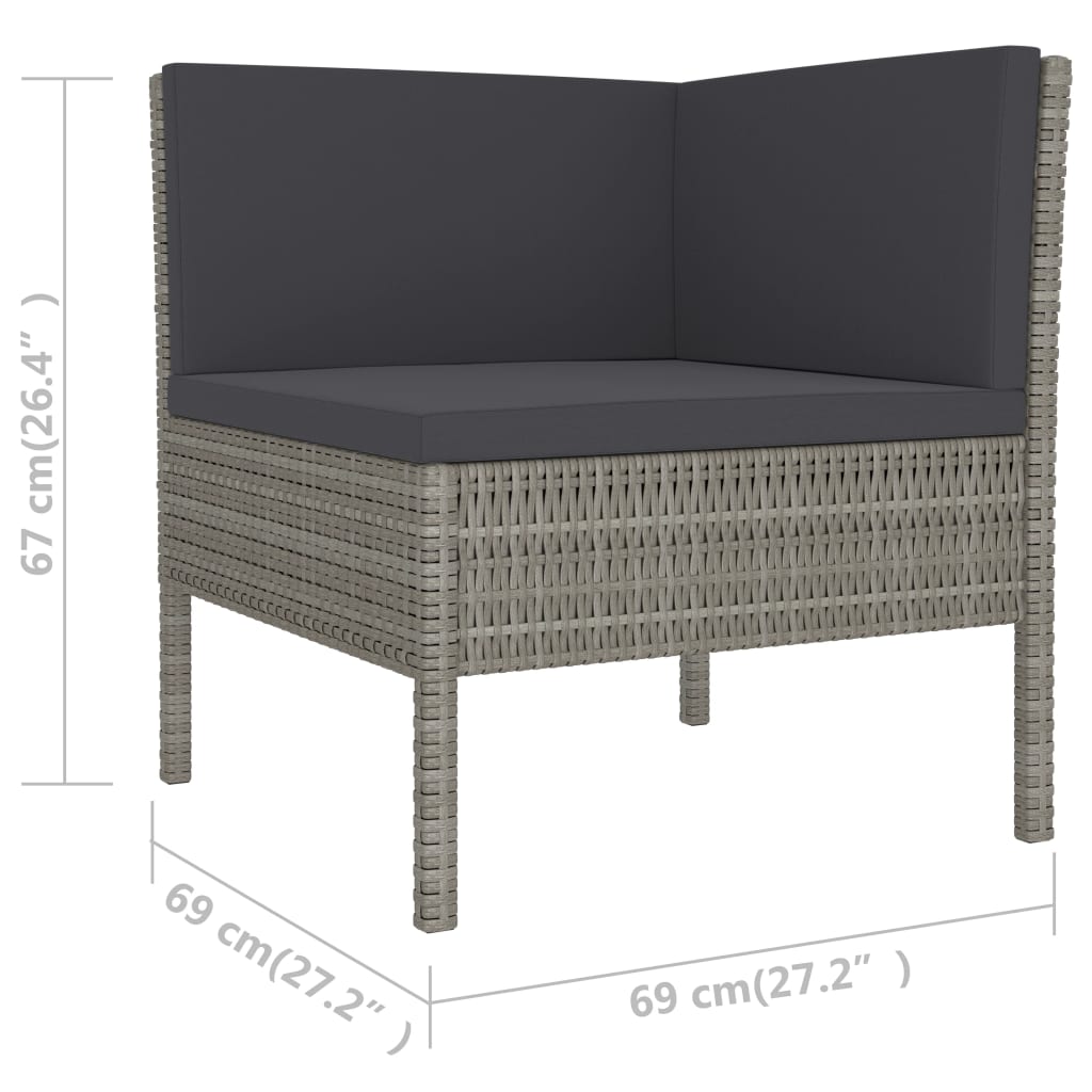 Set Divani da Giardino 6 pz con Cuscini in Polyrattan Grigio - homemem39