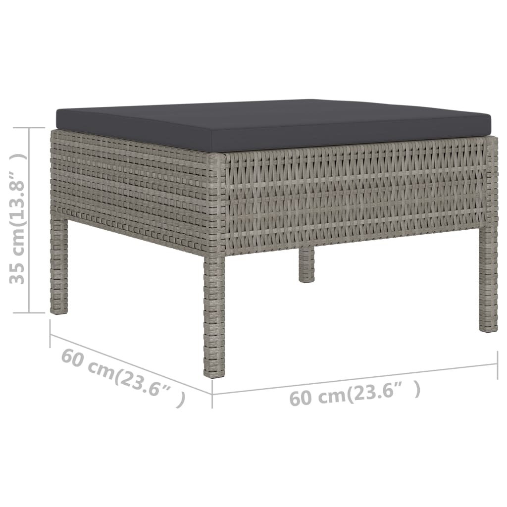 Set Divani da Giardino 6 pz con Cuscini in Polyrattan Grigio - homemem39