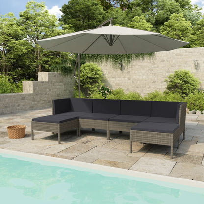 Set Divani da Giardino 6 pz con Cuscini in Polyrattan Grigio - homemem39