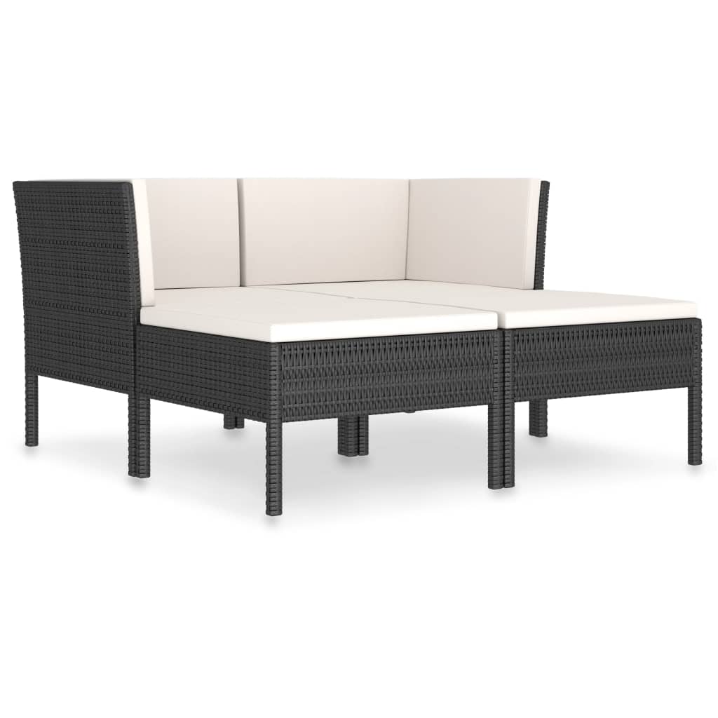 Set Divani da Giardino 4 pz con Cuscini in Polyrattan Nero - homemem39