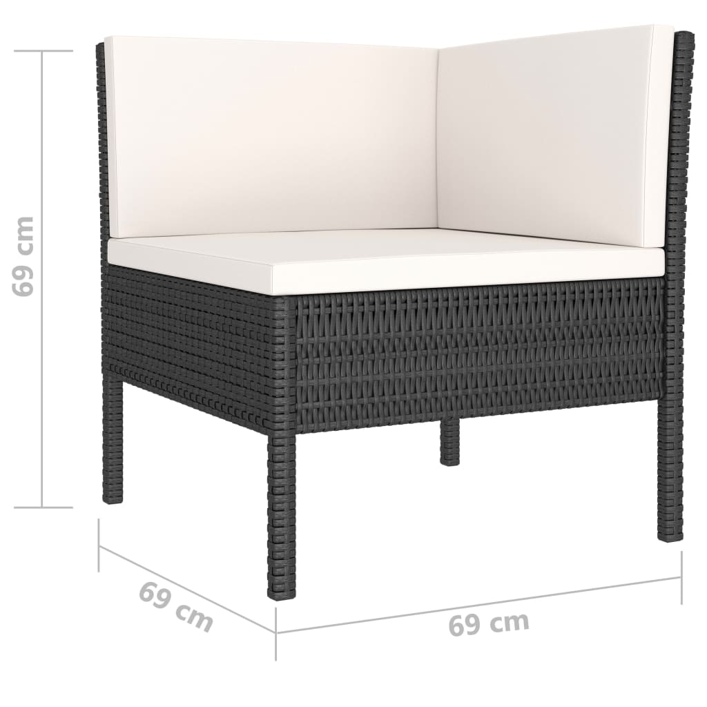 Set Divani da Giardino 4 pz con Cuscini in Polyrattan Nero - homemem39