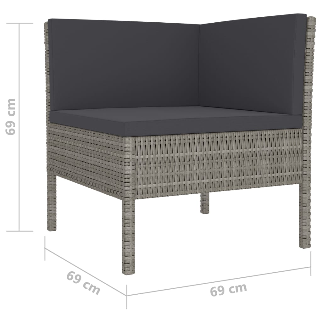 Set Divani da Giardino 4 pz con Cuscini in Polyrattan Grigio - homemem39