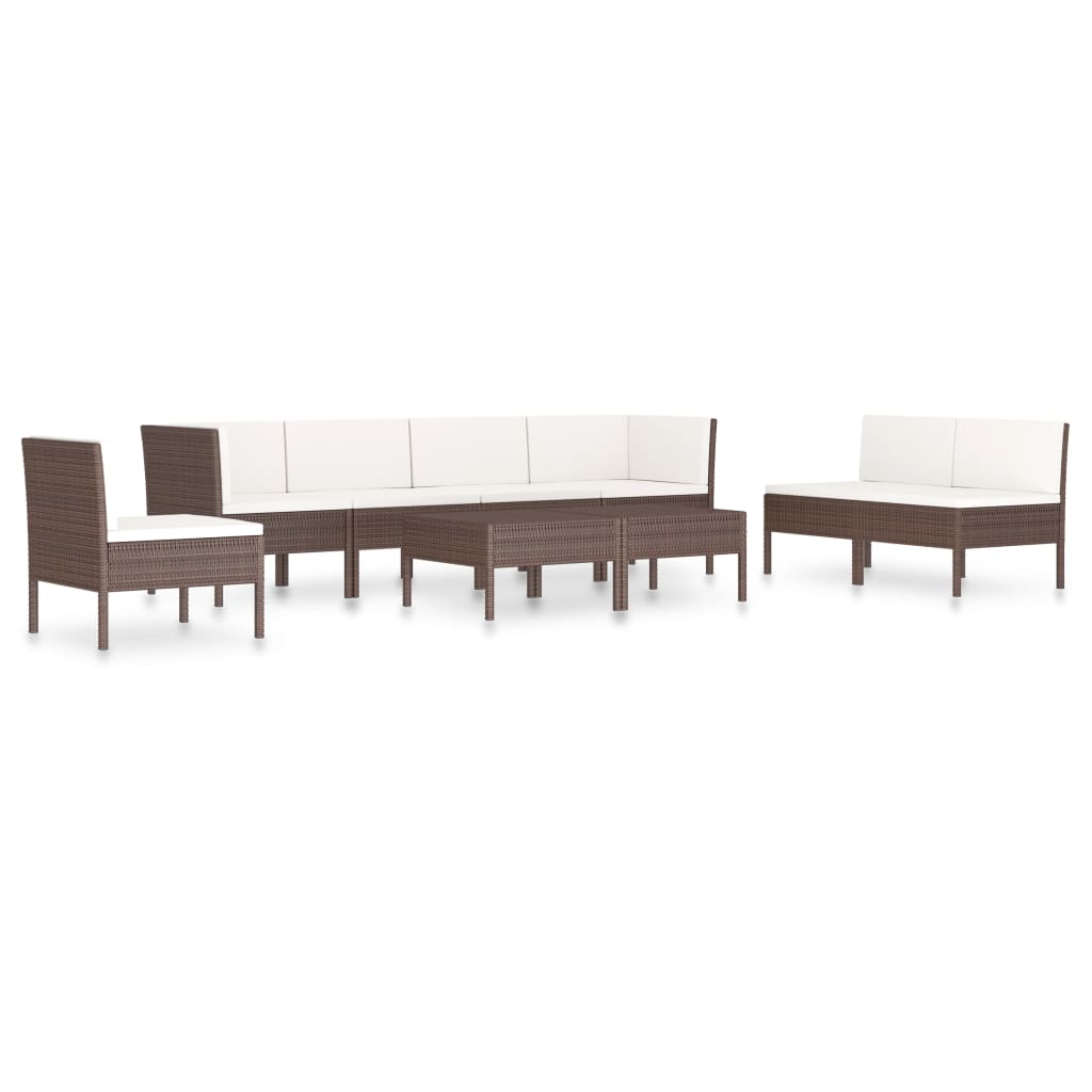 Set Divani da Giardino 9 pz con Cuscini in Polyrattan Marrone - homemem39