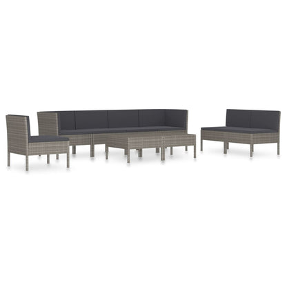 Set Divani da Giardino 9 pz con Cuscini in Polyrattan Grigio - homemem39