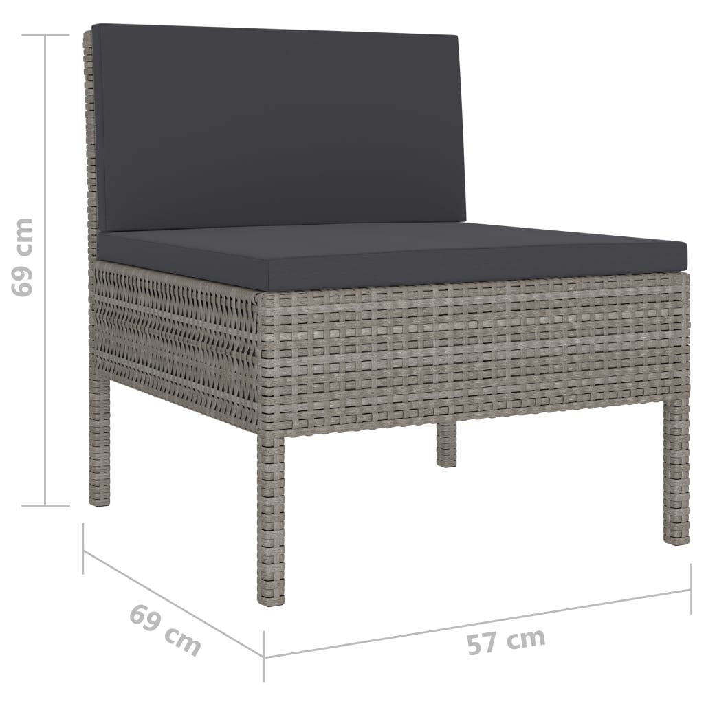 Set Divani da Giardino 10 pz con Cuscini in Polyrattan Grigio - homemem39