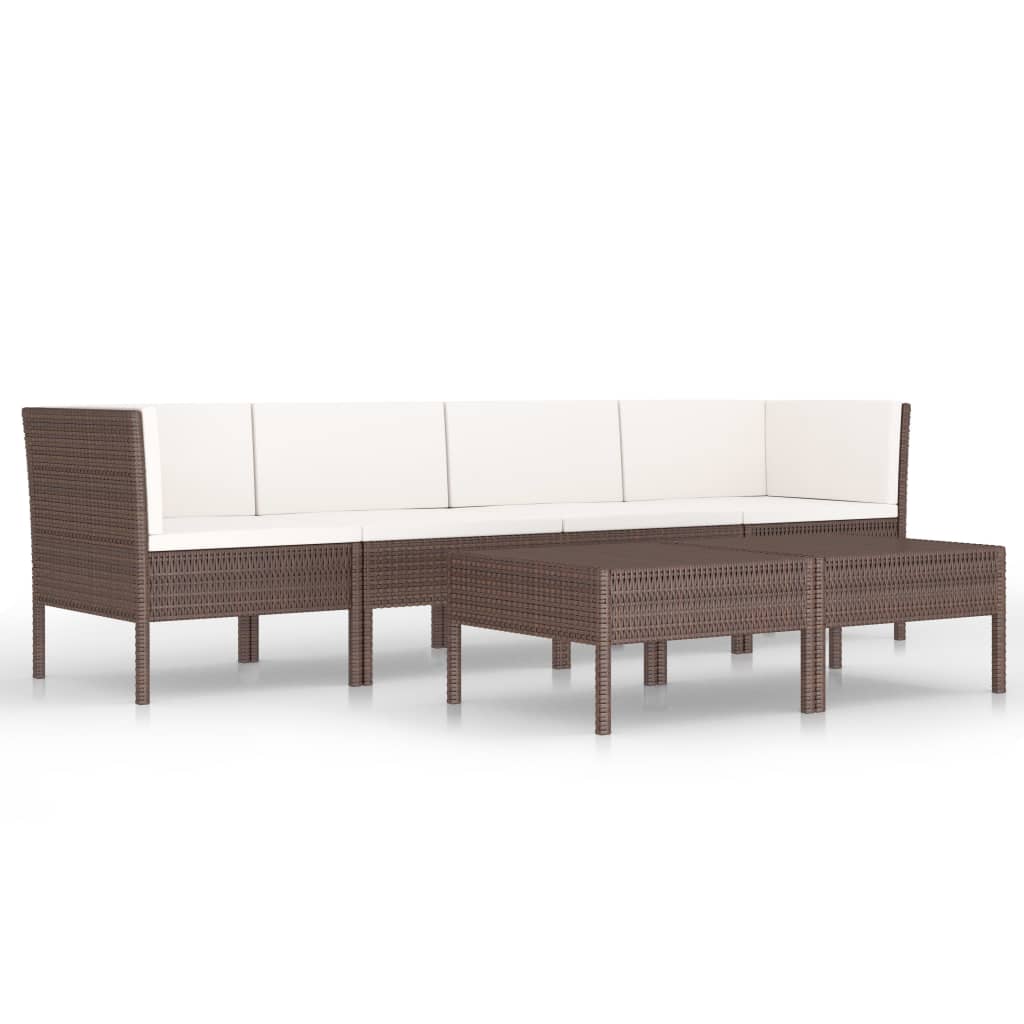 Set Divani da Giardino 6 pz con Cuscini in Polyrattan Marrone - homemem39