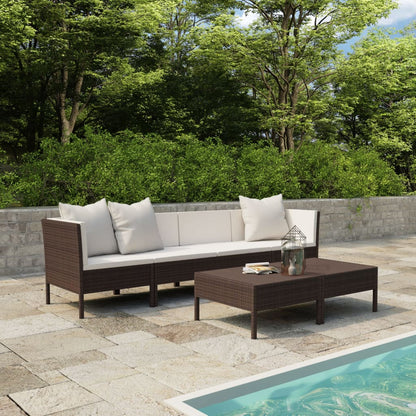 Set Divani da Giardino 6 pz con Cuscini in Polyrattan Marrone - homemem39