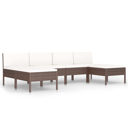 Set Divani da Giardino 6 pz con Cuscini in Polyrattan Marrone - homemem39