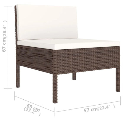 Set Divani da Giardino 6 pz con Cuscini in Polyrattan Marrone - homemem39