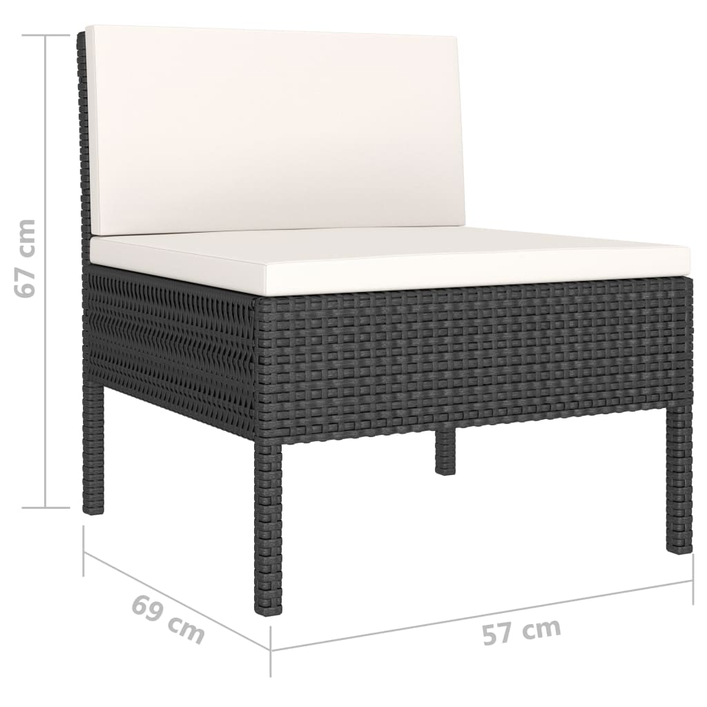 Set Divani da Giardino 6 pz con Cuscini in Polyrattan Nero - homemem39