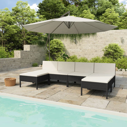 Set Divani da Giardino 6 pz con Cuscini in Polyrattan Nero - homemem39