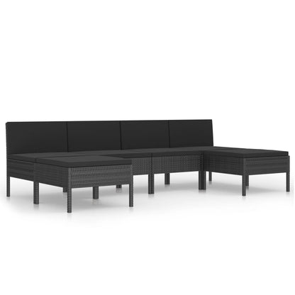 Set Divani da Giardino 6 pz con Cuscini in Polyrattan Nero - homemem39