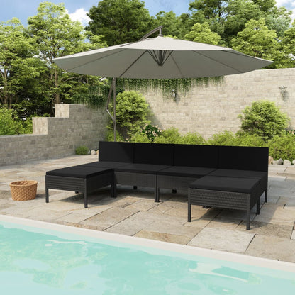 Set Divani da Giardino 6 pz con Cuscini in Polyrattan Nero - homemem39