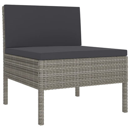 Set Divani da Giardino 6 pz con Cuscini in Polyrattan Grigio - homemem39